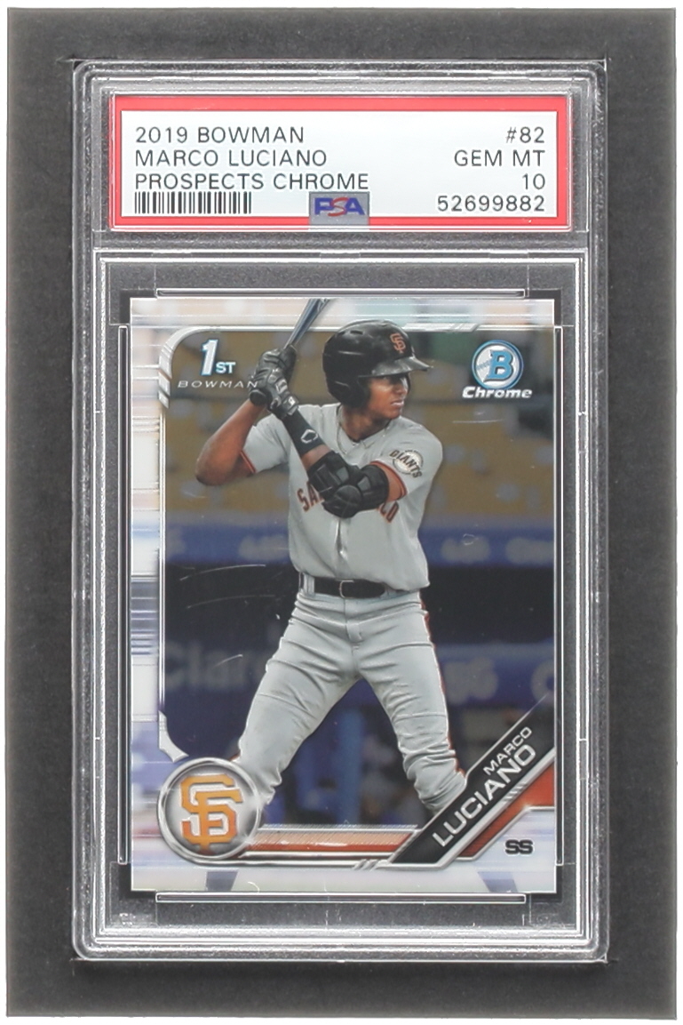 Marco Luciano 2019 Bowman Chrome Prospects #BCP82 RC (PSA 10) at PristineAuction.com Marco Luciano 2019 Bowman Chrome Prospects #BCP82 RC (PSA 10) at PristineAuction.com