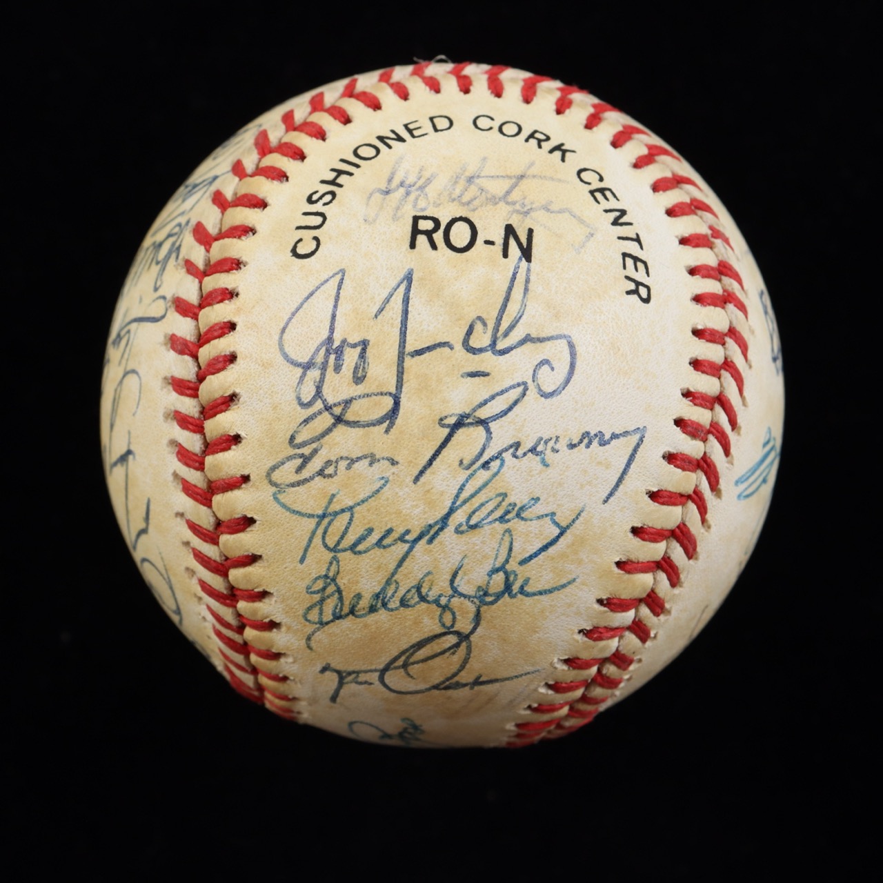1987 Reds ONL Baseball Signed by (29) with Tony Perez, Pete Rose, Eric Davis, Terry McGriff with Display Case (Beckett) at PristineAuction.com 1987 Reds ONL Baseball Signed by (29) with Tony Perez, Pete Rose, Eric Davis, Terry McGriff with Display Case (Beckett) at PristineAuction.com