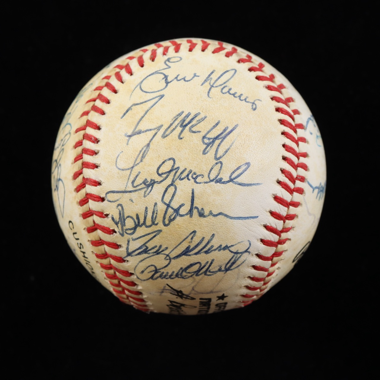 1987 Reds ONL Baseball Signed by (29) with Tony Perez, Pete Rose, Eric Davis, Terry McGriff with Display Case (Beckett) at PristineAuction.com 1987 Reds ONL Baseball Signed by (29) with Tony Perez, Pete Rose, Eric Davis, Terry McGriff with Display Case (Beckett) at PristineAuction.com