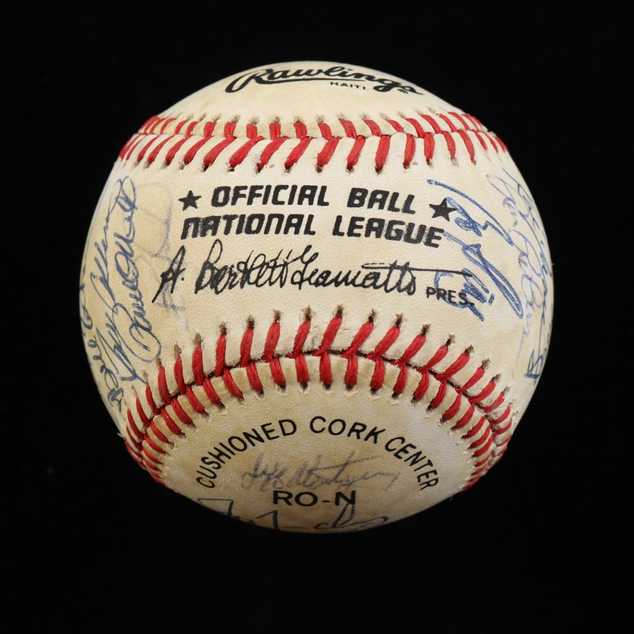 1987 Reds ONL Baseball Signed by (29) with Tony Perez, Pete Rose, Eric Davis, Terry McGriff with Display Case (Beckett) at PristineAuction.com 1987 Reds ONL Baseball Signed by (29) with Tony Perez, Pete Rose, Eric Davis, Terry McGriff with Display Case (Beckett) at PristineAuction.com