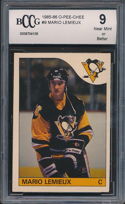 Mario Lemieux 1985-86 O-Pee-Chee #9 RC (BCCG 9) at PristineAuction.com Mario Lemieux 1985-86 O-Pee-Chee #9 RC (BCCG 9) at PristineAuction.com