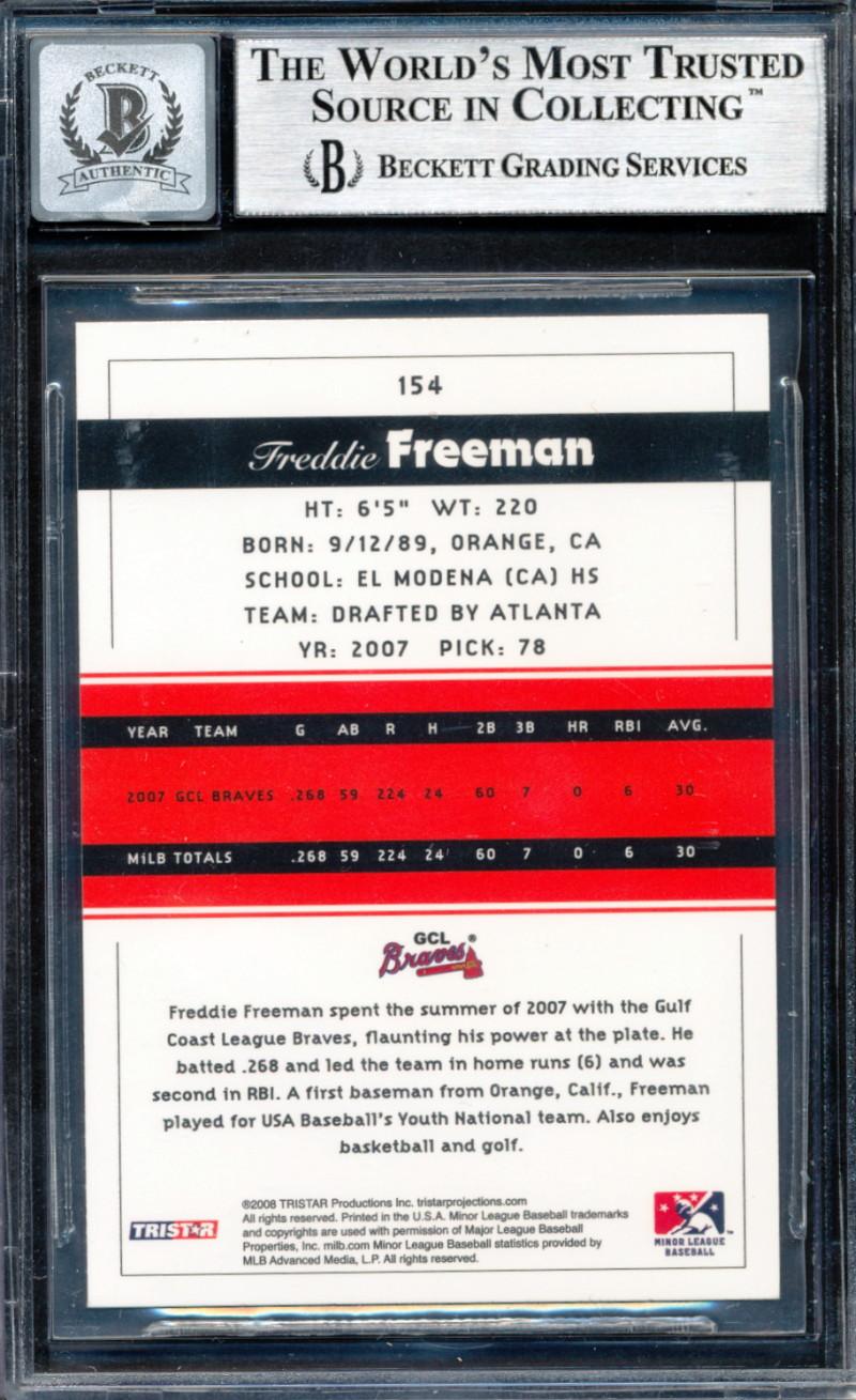 Freddie Freeman Signed 2008 Tristar PROjections #154 PD (BAS | Autograph Graded 10) at PristineAuction.com Freddie Freeman Signed 2008 Tristar PROjections #154 PD (BAS | Autograph Graded 10) at PristineAuction.com