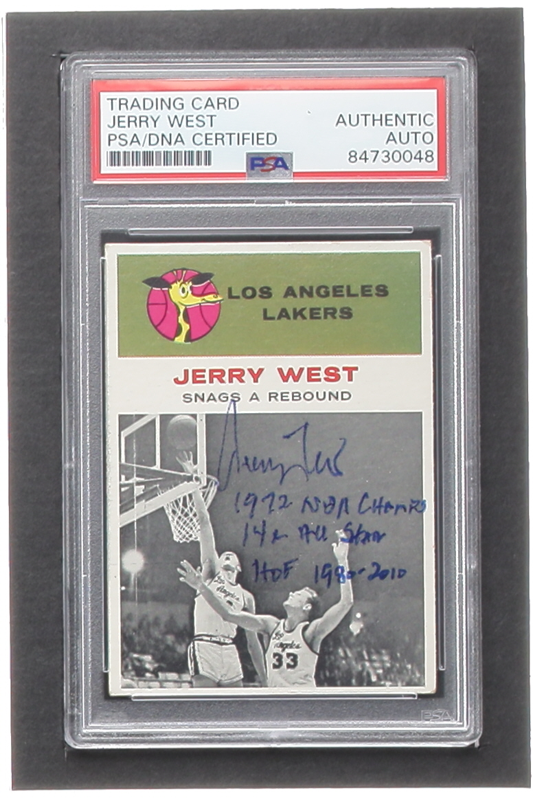 Jerry West Signed 1961-62 Fleer #66 IA RC With Multiple Inscriptions (PSA | Autograph Graded PSA 10) at PristineAuction.com Jerry West Signed 1961-62 Fleer #66 IA RC With Multiple Inscriptions (PSA | Autograph Graded PSA 10) at PristineAuction.com