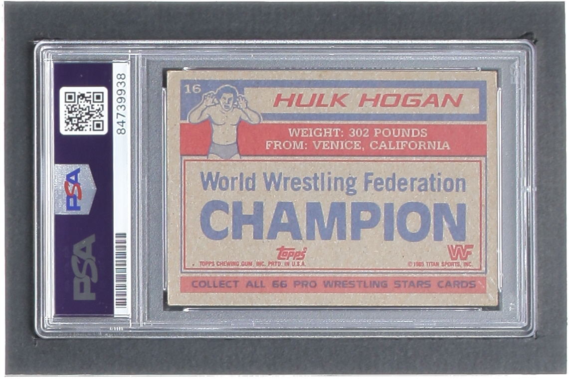 Hulk Hogan Signed 1985 Topps WWF #16 RC (PSA | Autograph Graded PSA 10) at PristineAuction.com Hulk Hogan Signed 1985 Topps WWF #16 RC (PSA | Autograph Graded PSA 10) at PristineAuction.com