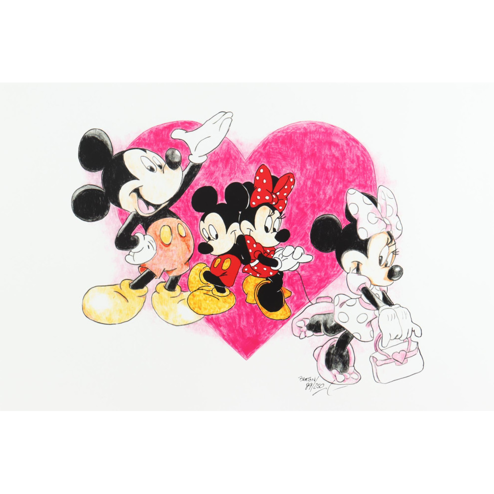 "Mickey & Minnie Mouse" Disney LE 12x18 Lithograph By Brian Barton #/250 (PA) at PristineAuction.com