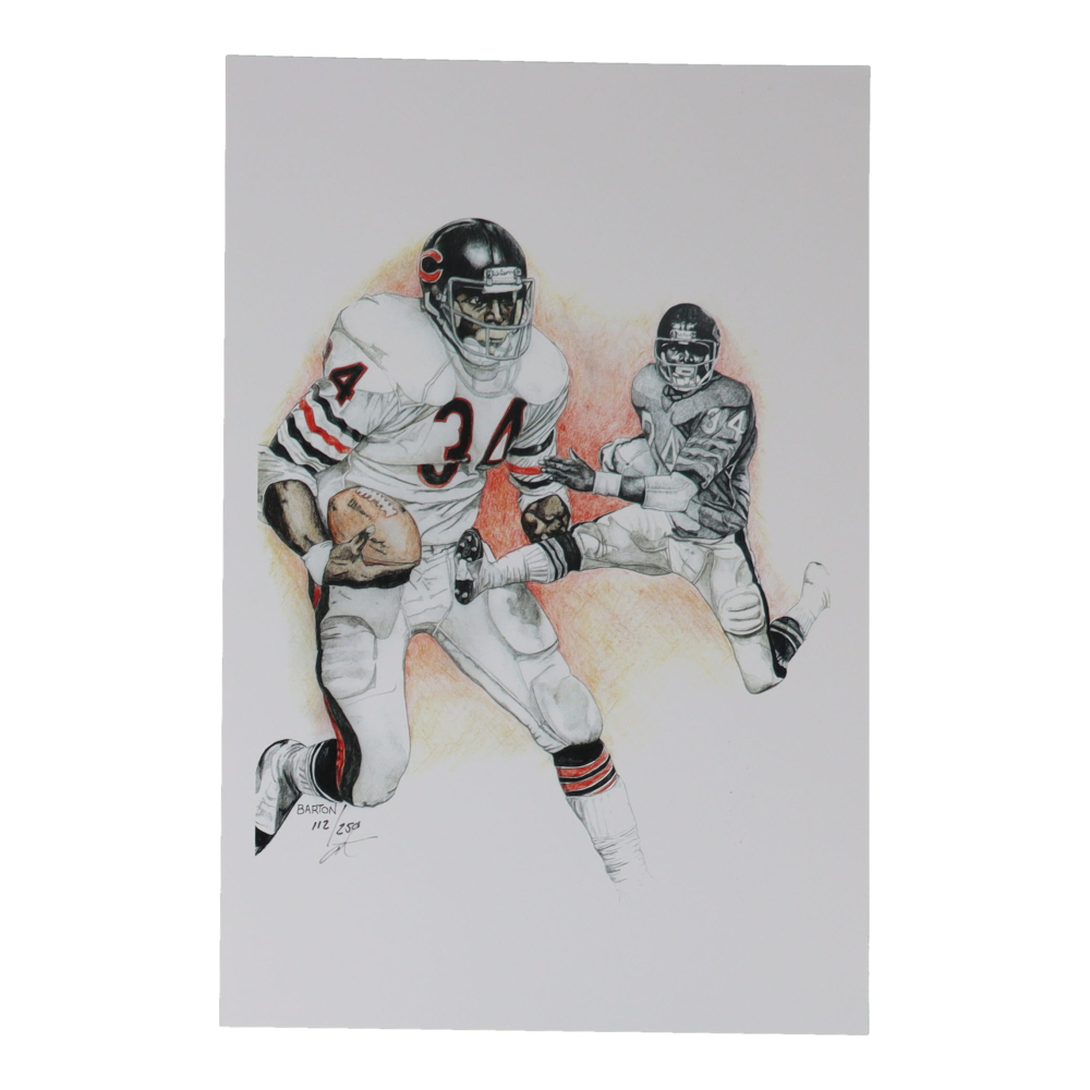 Walter Payton Bears Brian Barton Signed LE 12x18 Lithograph /250