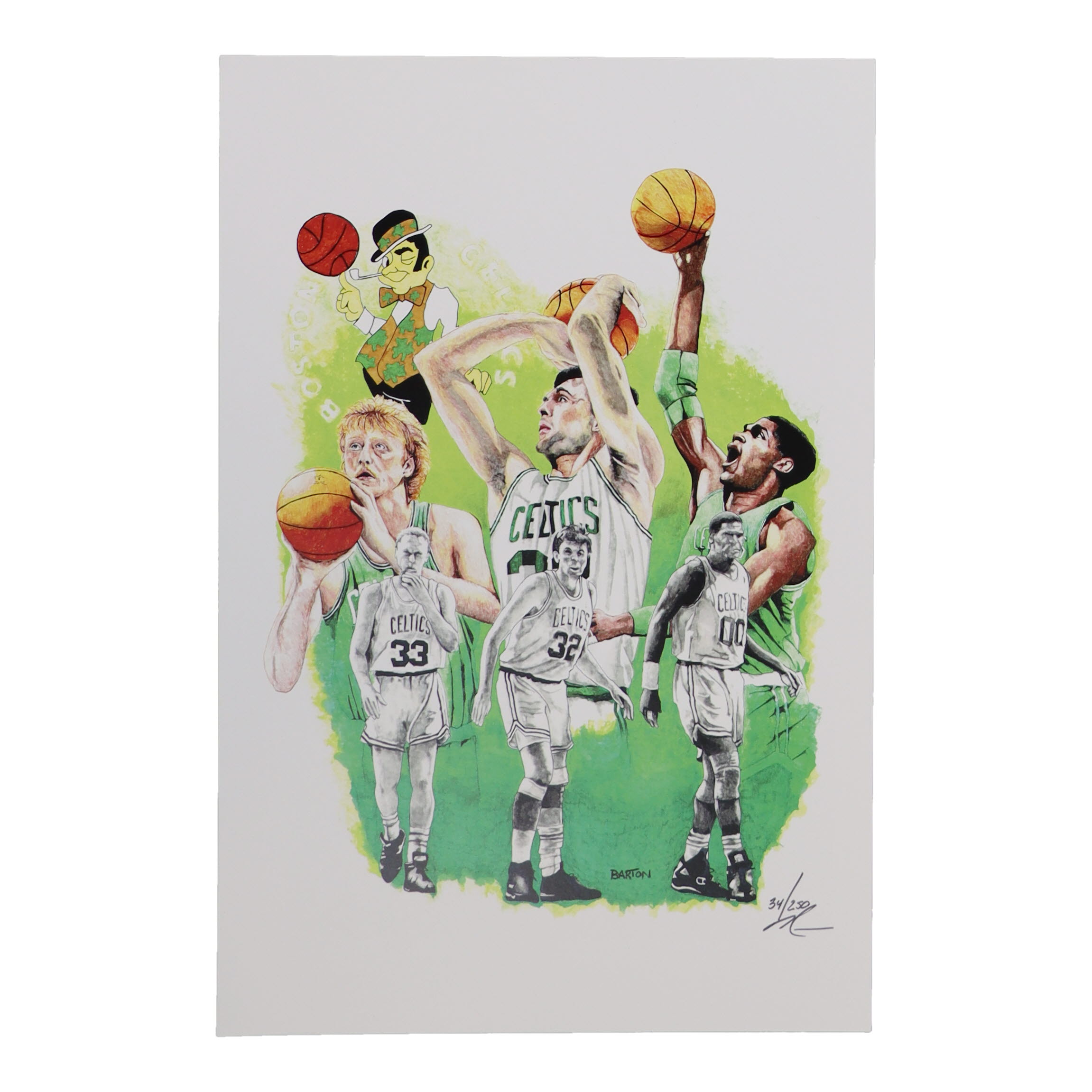 "The Big Three" Celtics LE 12x18 Lithograph By Brian Barton #/250 (PA) at PristineAuction.com "The Big Three" Celtics LE 12x18 Lithograph By Brian Barton #/250 (PA) at PristineAuction.com