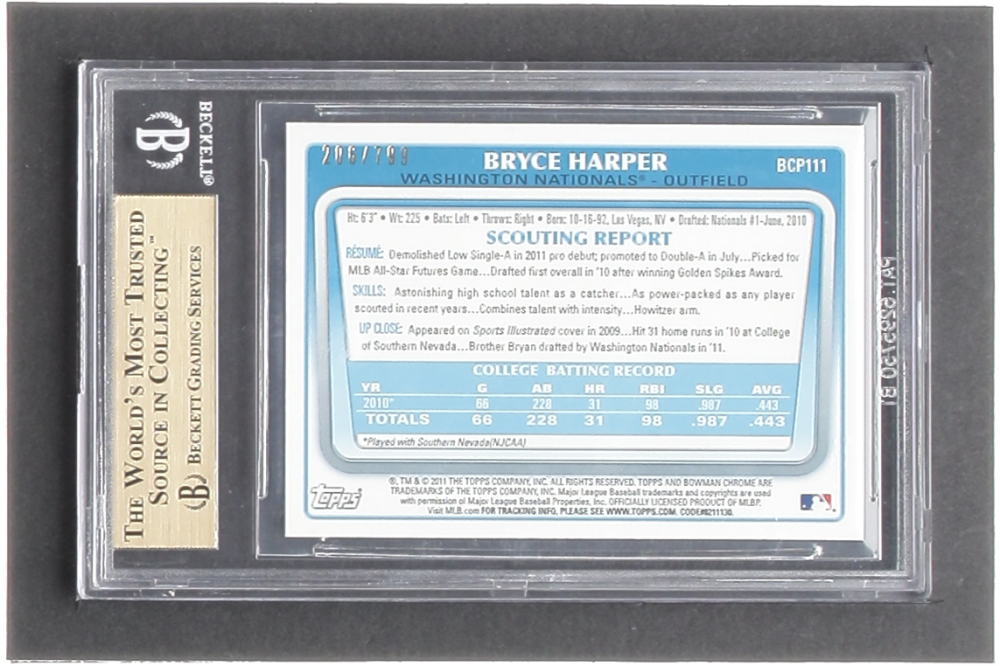 Bryce Harper 2011 Bowman Chrome Prospects Purple Refractors BCP111 RC