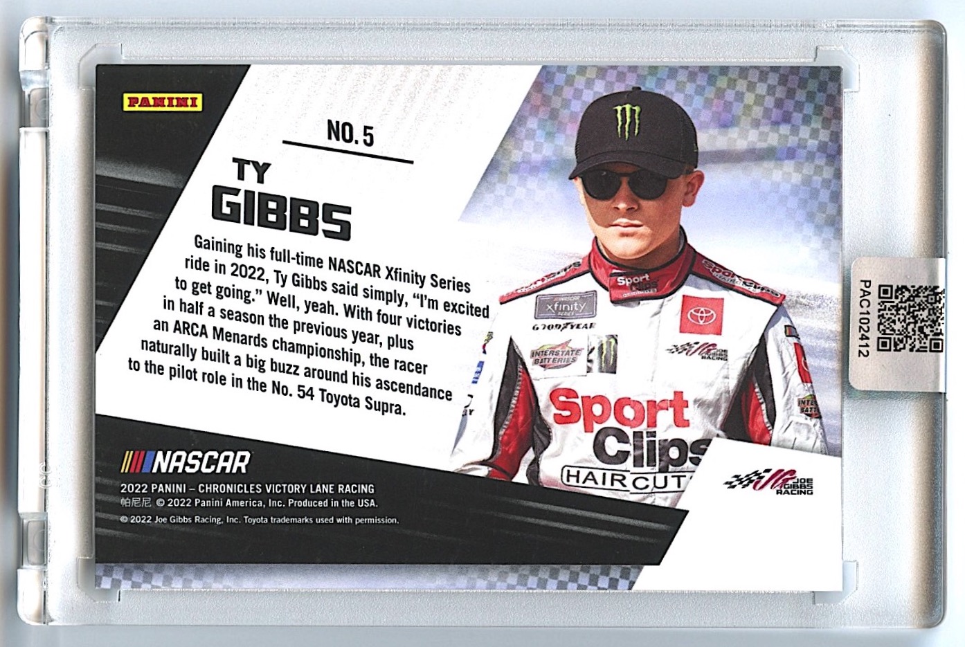 Ty Gibbs Signed 2022 Panini Chronicles Pedal to the Metal #5 (PA Encapsulated) at PristineAuction.com Ty Gibbs Signed 2022 Panini Chronicles Pedal to the Metal #5 (PA Encapsulated) at PristineAuction.com