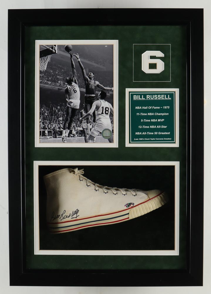 Bill Russell Signed Custom Framed Shoe Display (Beckett & Hollywood Collectibles) at PristineAuction.com Bill Russell Signed Custom Framed Shoe Display (Beckett & Hollywood Collectibles) at PristineAuction.com