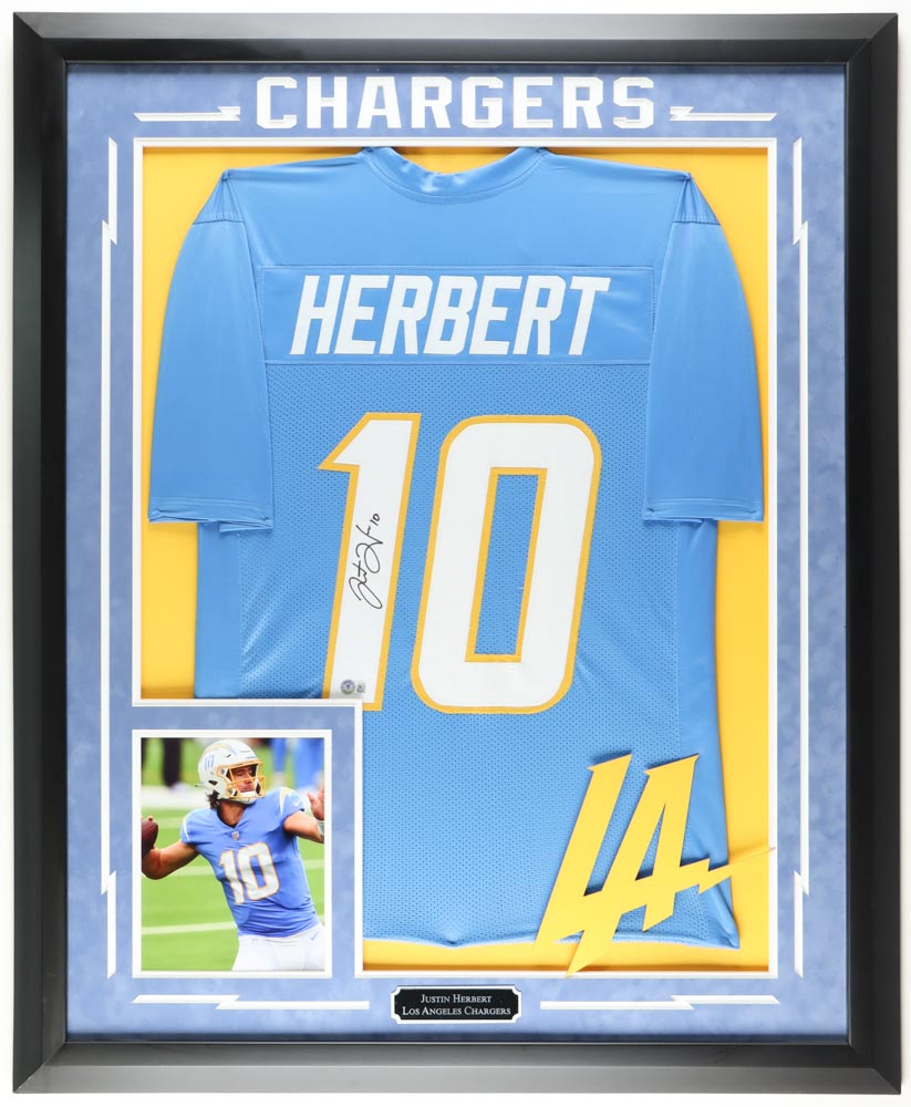 Justin Herbert Signed 35x43 Custom Framed Jersey Display (Beckett) at PristineAuction.com Justin Herbert Signed 35x43 Custom Framed Jersey Display (Beckett) at PristineAuction.com