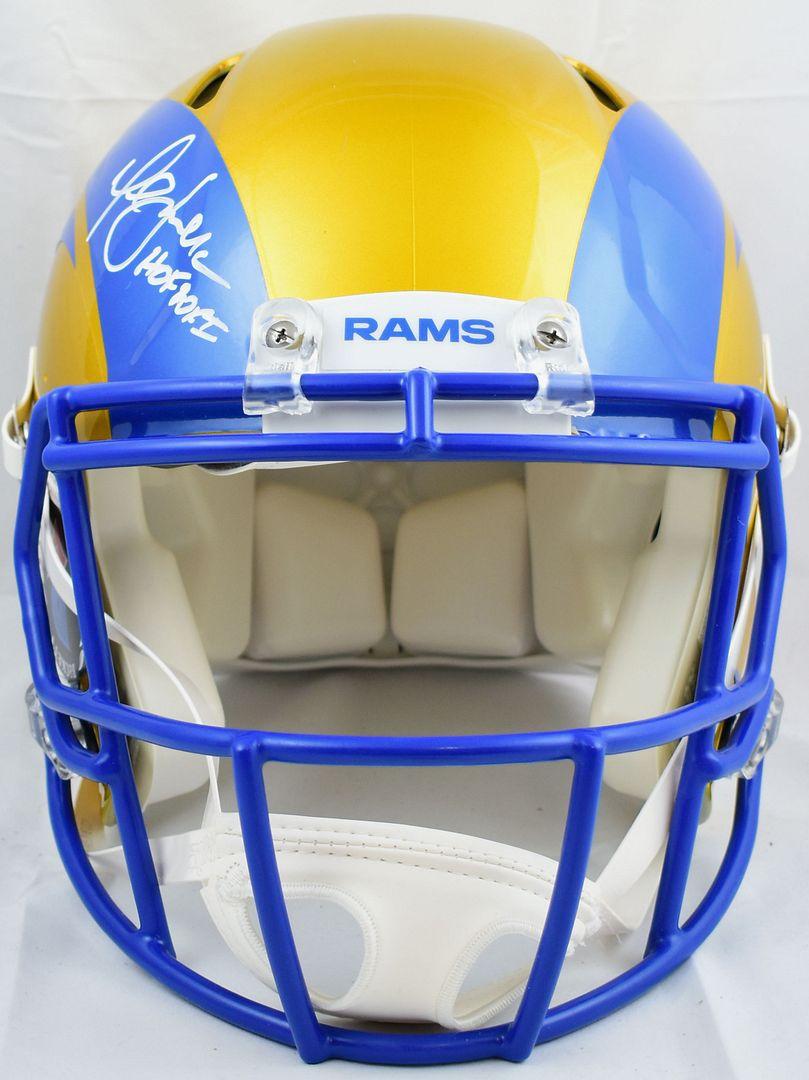 Marshall Faulk Signed Rams Full-Size Authentic On-Field Flash Alternate Speed Helmet inscribed "HOF 20XI" (Beckett) at PristineAuction.com Marshall Faulk Signed Rams Full-Size Authentic On-Field Flash Alternate Speed Helmet inscribed "HOF 20XI" (Beckett) at PristineAuction.com