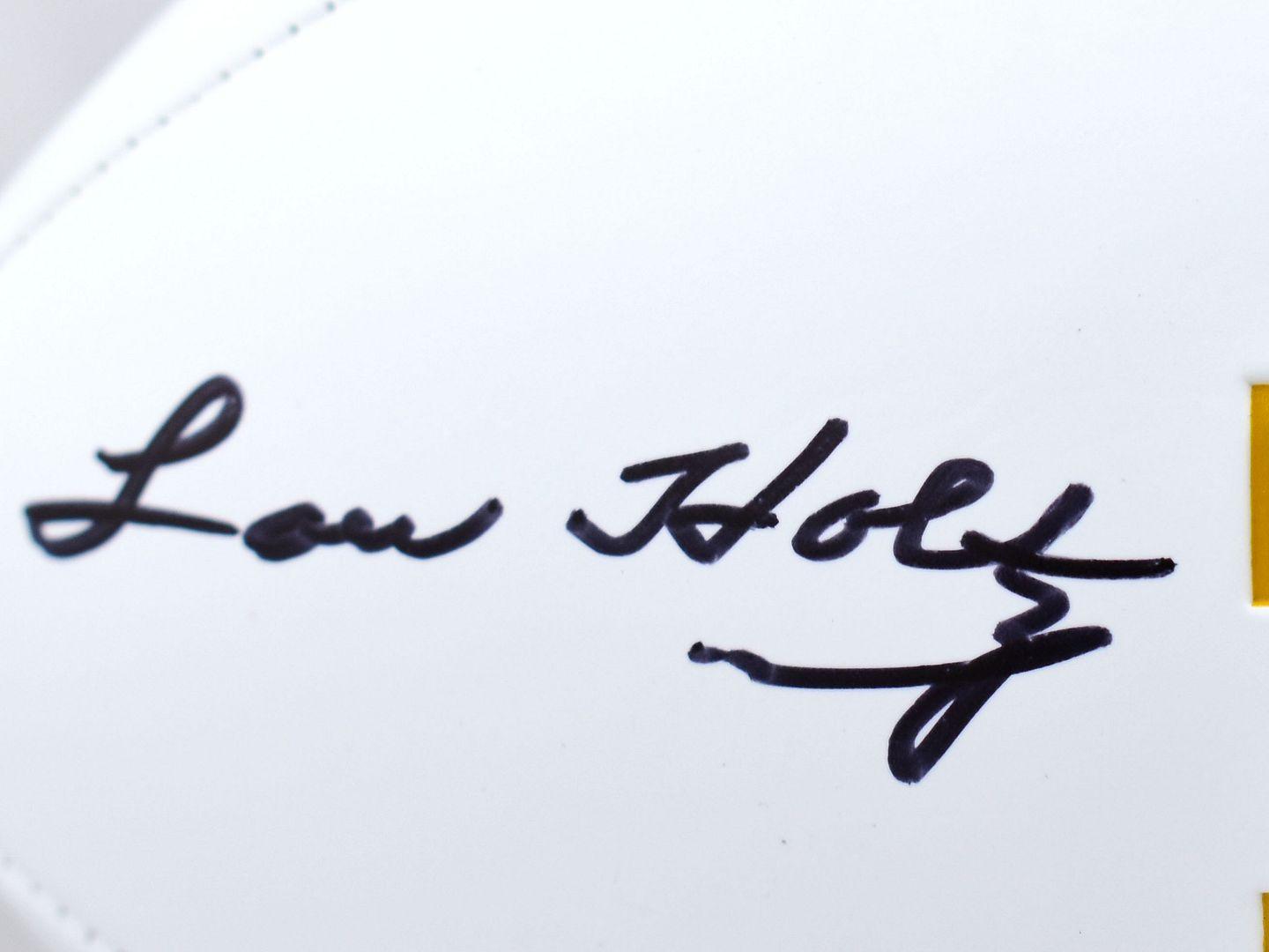 Lou Holtz Signed Notre Dame Fighting Irish Logo Football (Beckett) at PristineAuction.com Lou Holtz Signed Notre Dame Fighting Irish Logo Football (Beckett) at PristineAuction.com