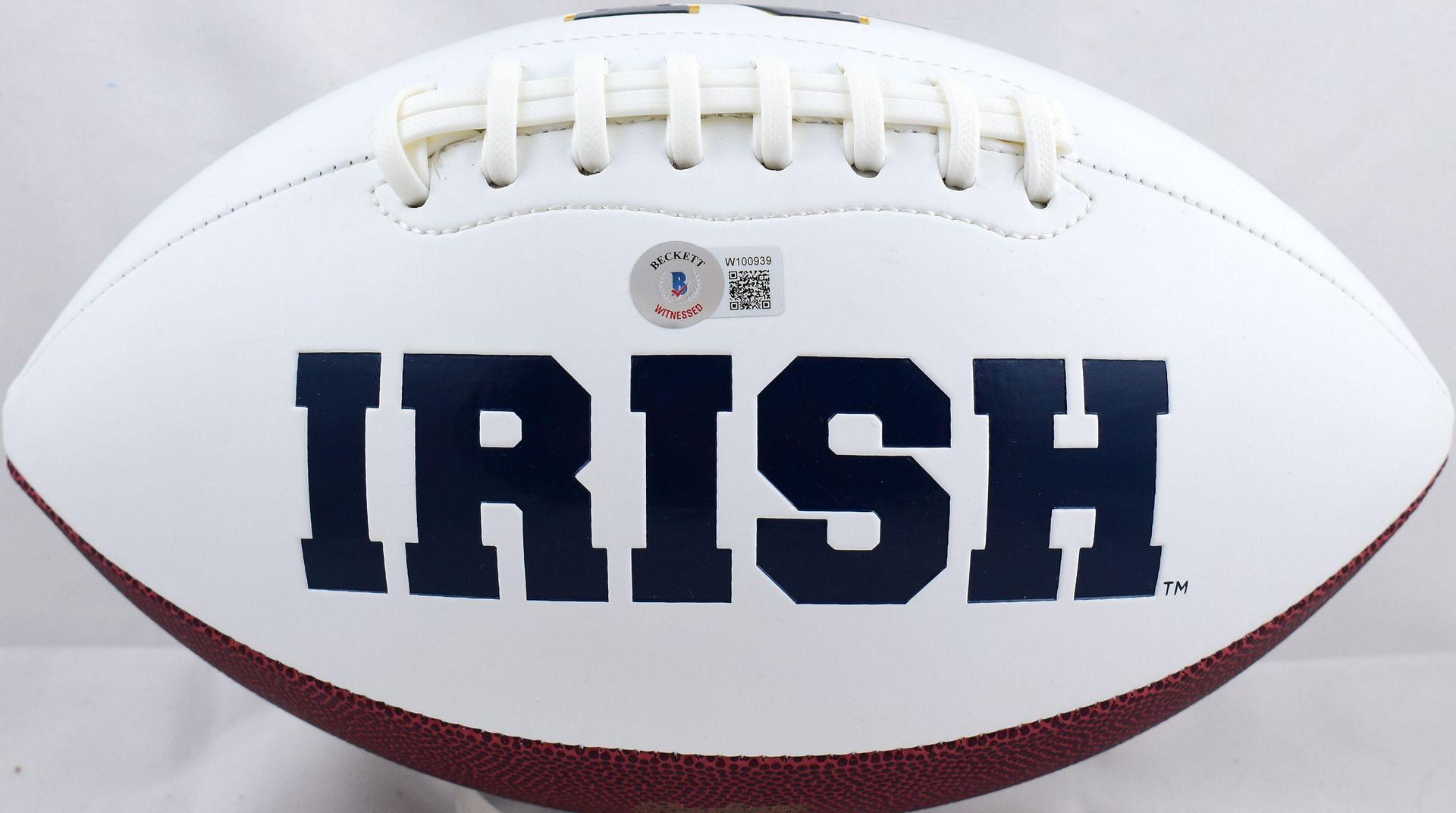 Lou Holtz Signed Notre Dame Fighting Irish Logo Football (Beckett) at PristineAuction.com Lou Holtz Signed Notre Dame Fighting Irish Logo Football (Beckett) at PristineAuction.com