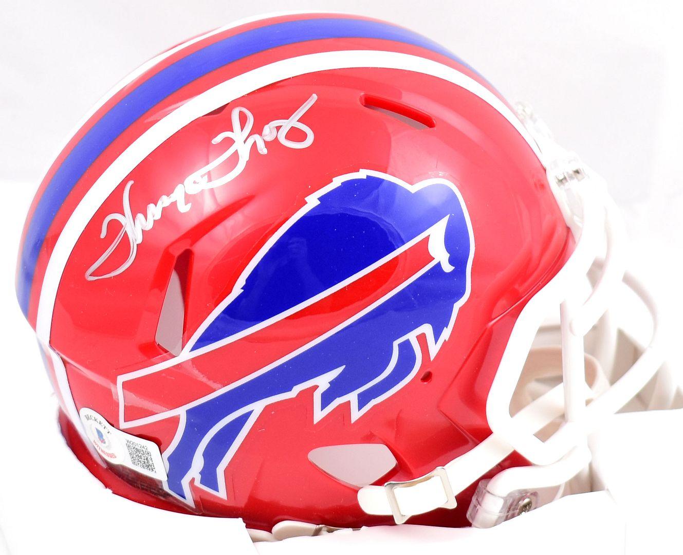 Thurman Thomas Signed Bills Speed Mini Helmet (Beckett) at PristineAuction.com Thurman Thomas Signed Bills Speed Mini Helmet (Beckett) at PristineAuction.com
