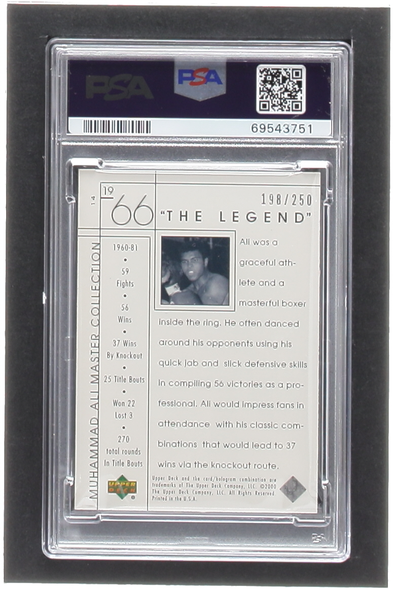 Muhammad Ali 2000 Upper Deck Muhammad Ali Master Collection #14 #198/250 (PSA 8) at PristineAuction.com Muhammad Ali 2000 Upper Deck Muhammad Ali Master Collection #14 #198/250 (PSA 8) at PristineAuction.com