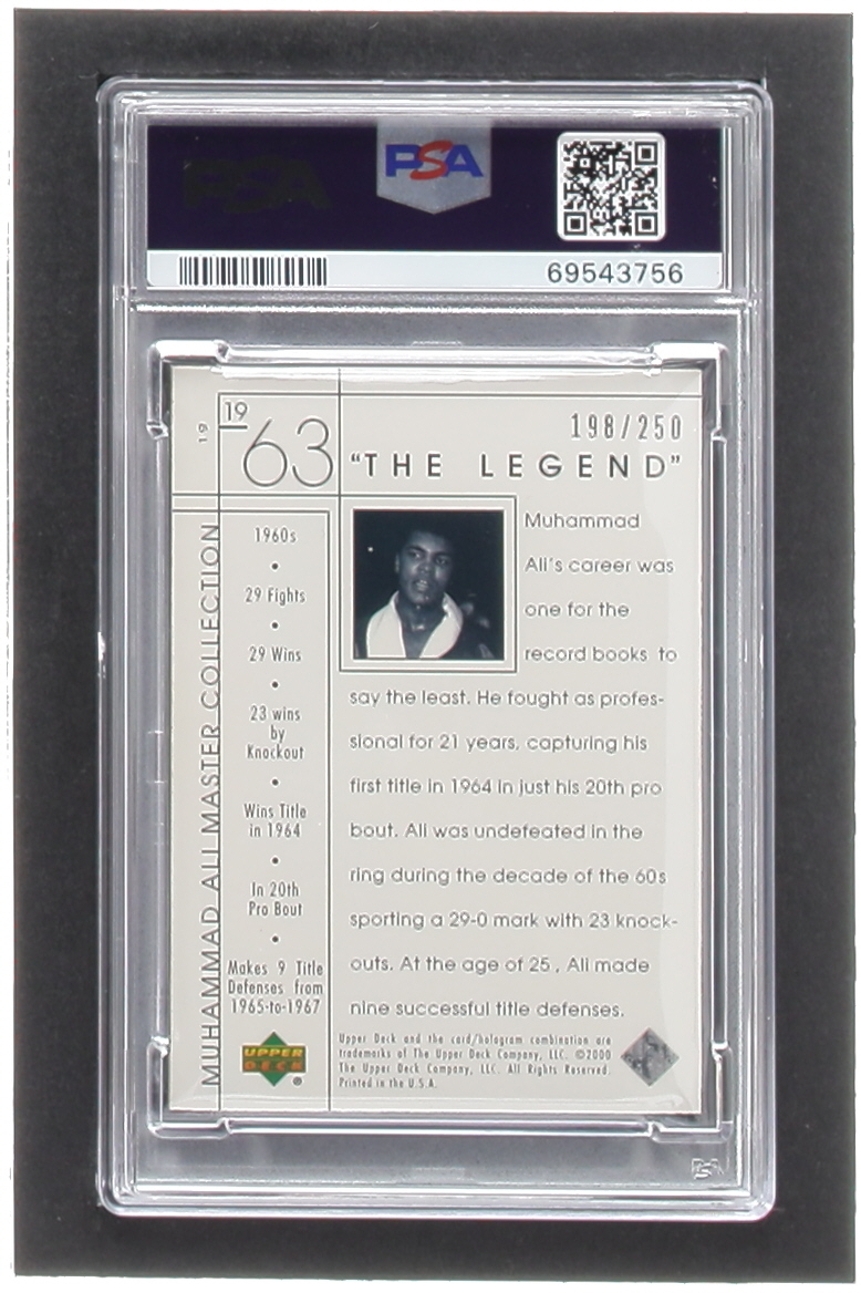 Muhammad Ali 2000 Upper Deck Muhammad Ali Master Collection #19 #198/250 (PSA 8) at PristineAuction.com Muhammad Ali 2000 Upper Deck Muhammad Ali Master Collection #19 #198/250 (PSA 8) at PristineAuction.com