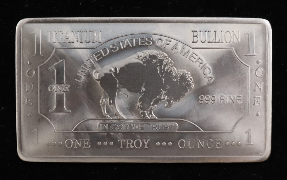 One Troy Ounce "Buffalo" .999 Fine Titanium Bullion Bar at PristineAuction.com One Troy Ounce "Buffalo" .999 Fine Titanium Bullion Bar at PristineAuction.com