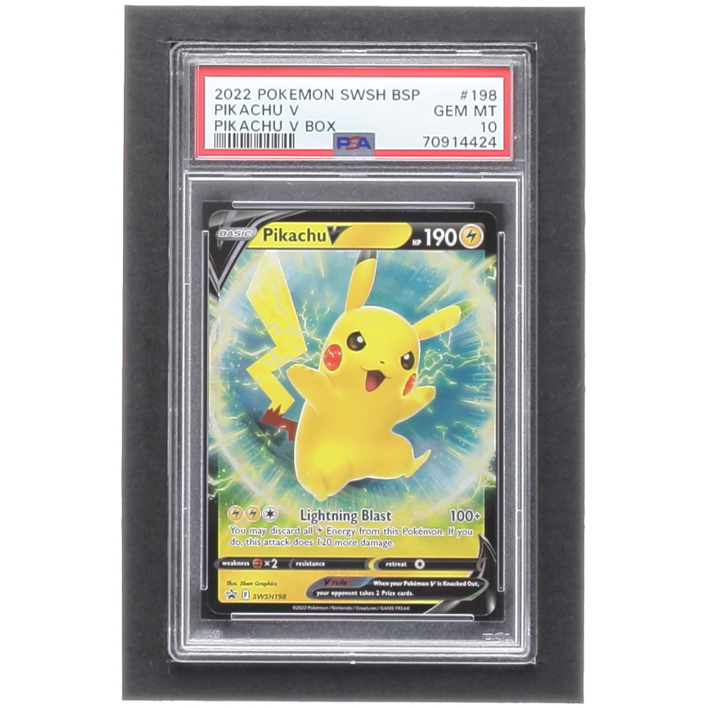 Pikachu V 2019-22 Pokemon Sword and Shield Black Star Promos #SWSH198 (PSA 10) at PristineAuction.com