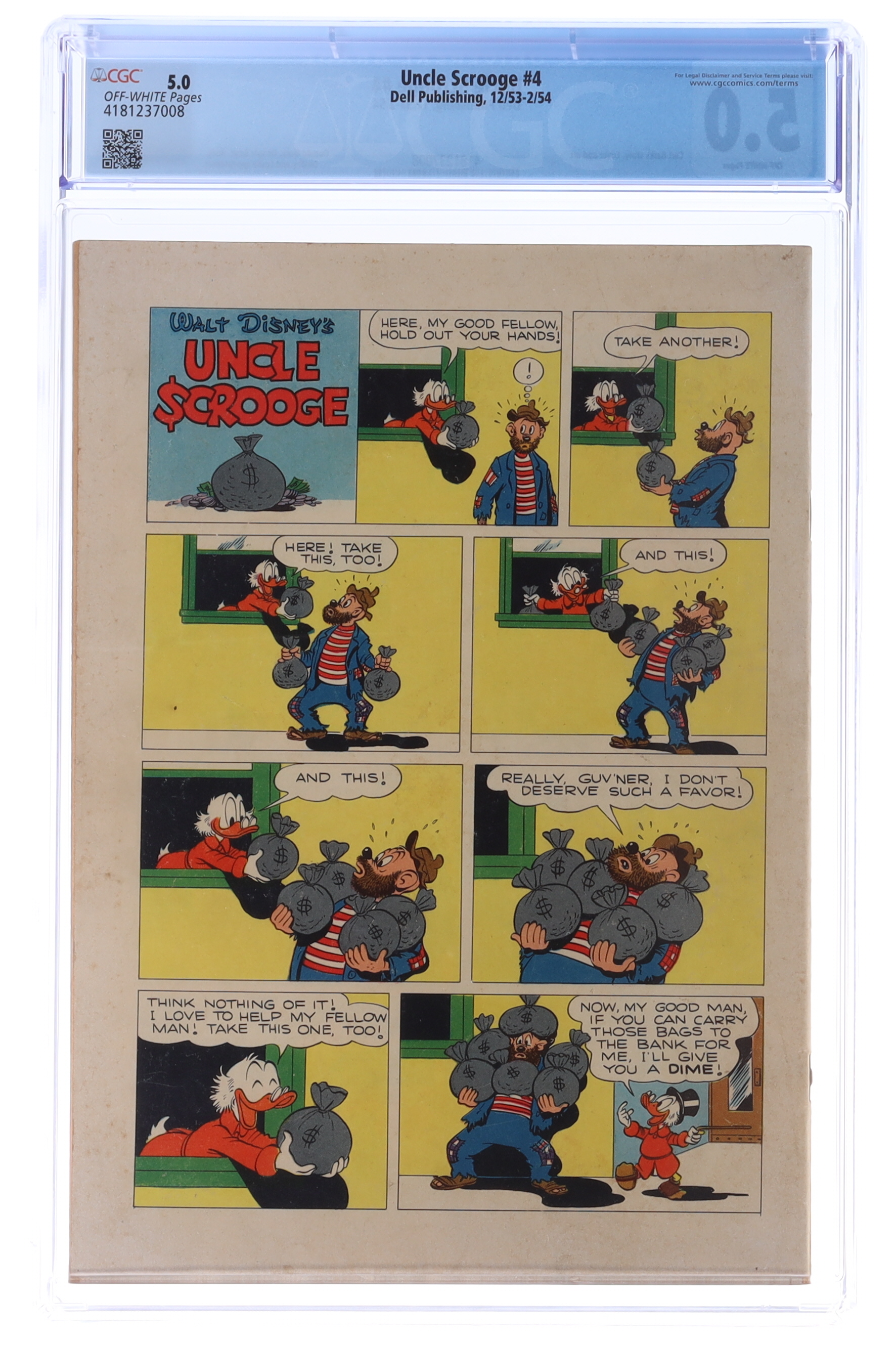 1953-54 "Uncle Scrooge" Issue #4 Dell Comic Book (CGC 5) at PristineAuction.com 1953-54 "Uncle Scrooge" Issue #4 Dell Comic Book (CGC 5) at PristineAuction.com