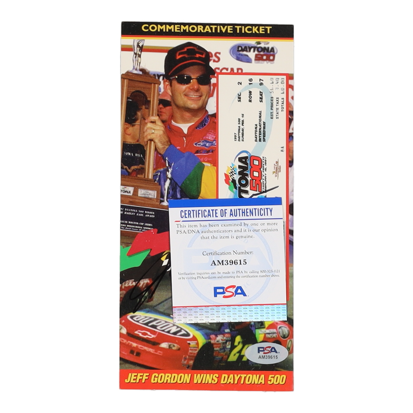 Jeff Gordon Signed LE NASCAR 4x8 Commemorative Ticket (PSA) at PristineAuction.com Jeff Gordon Signed LE NASCAR 4x8 Commemorative Ticket (PSA) at PristineAuction.com