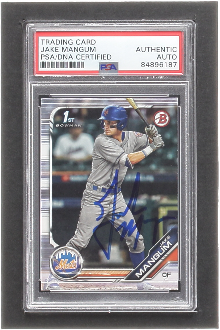 Jake Mangum Signed 2019 Bowman Draft #BD95 RC (PSA) at PristineAuction.com Jake Mangum Signed 2019 Bowman Draft #BD95 RC (PSA) at PristineAuction.com