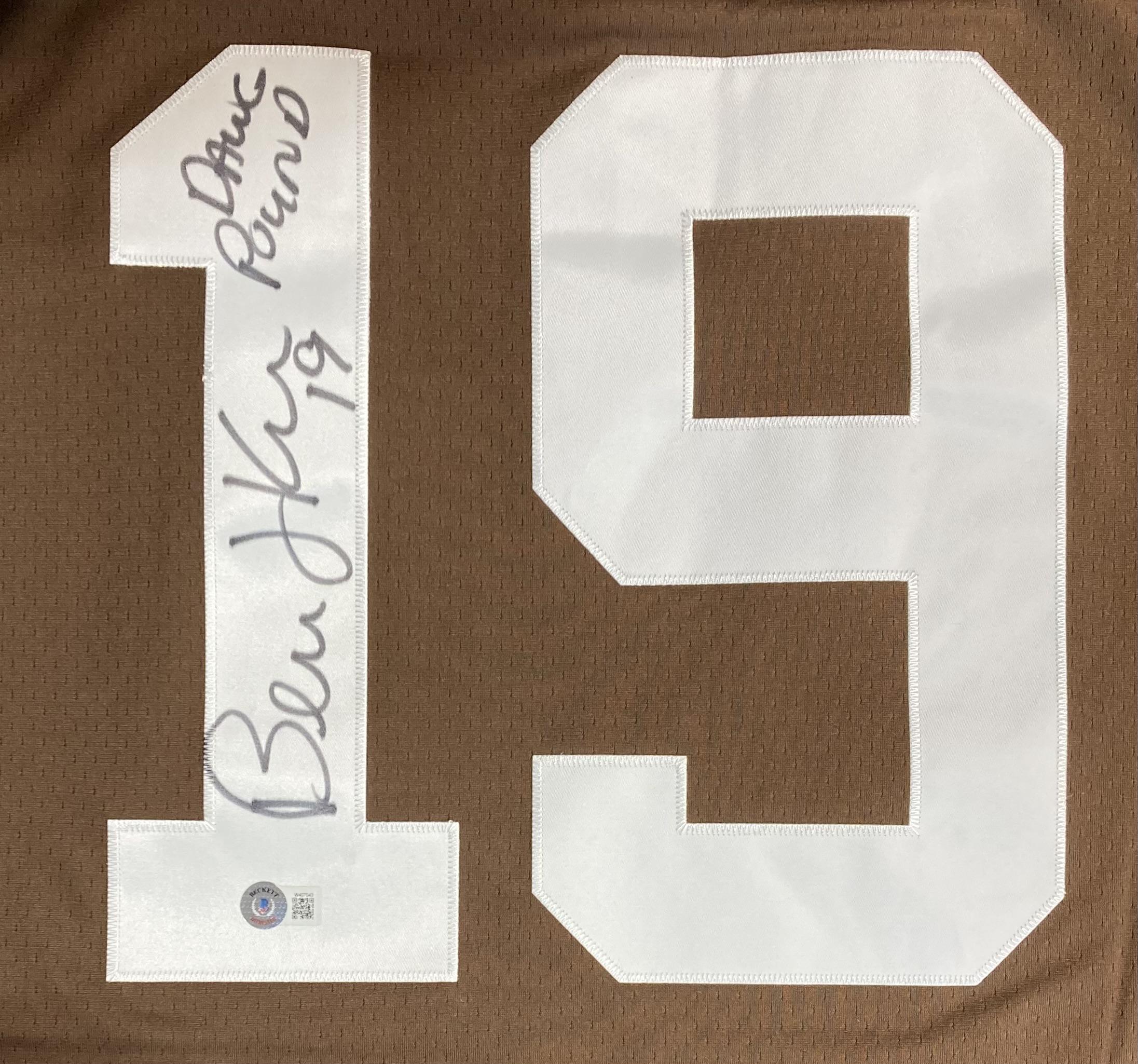 Bernie Kosar Signed Authentic Mitchell & Ness Browns Jersey Inscribed "Dawg Pound" (Beckett) at PristineAuction.com Bernie Kosar Signed Authentic Mitchell & Ness Browns Jersey Inscribed "Dawg Pound" (Beckett) at PristineAuction.com