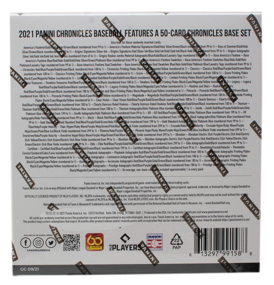 2021 Panini Chronicles Baseball Mega Box with (15) Packs at PristineAuction.com 2021 Panini Chronicles Baseball Mega Box with (15) Packs at PristineAuction.com