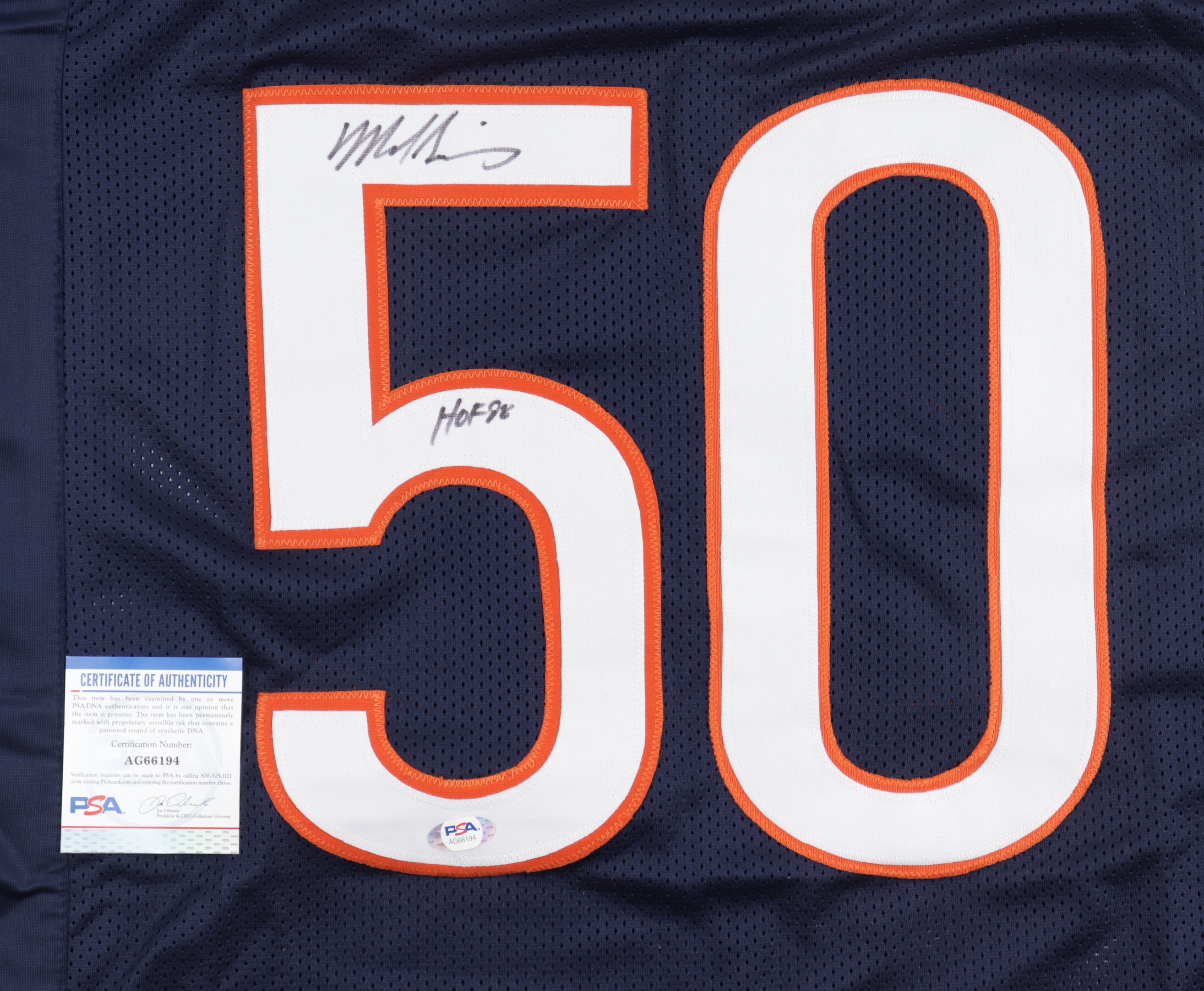 Mike Singletary Signed Jersey Inscribed "HOF 98" (PSA) at PristineAuction.com Mike Singletary Signed Jersey Inscribed "HOF 98" (PSA) at PristineAuction.com