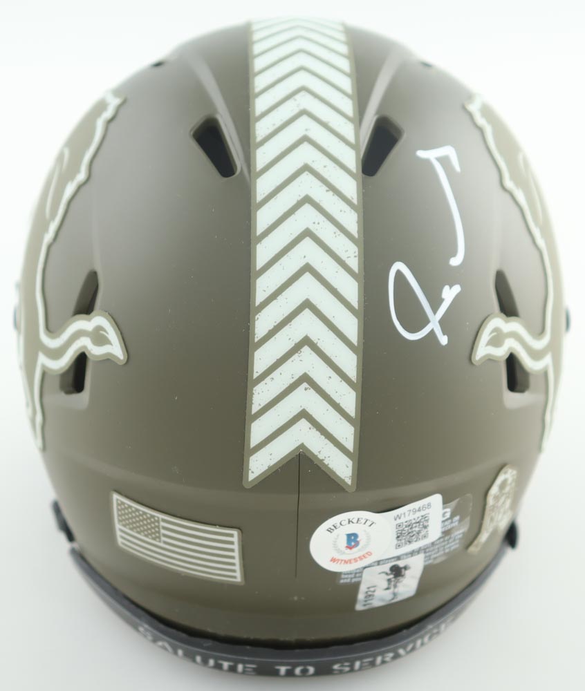Jameson Williams Signed Lions Salute to Service Alternate Speed Mini Helmet (Beckett) at PristineAuction.com Jameson Williams Signed Lions Salute to Service Alternate Speed Mini Helmet (Beckett) at PristineAuction.com