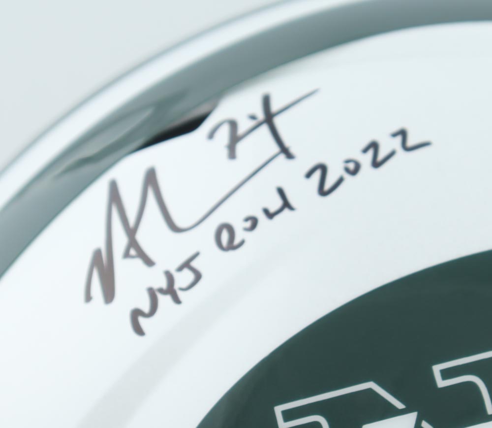 Nick Mangold Signed Jets Full-Size Speed Helmet Inscribed "NYJ ROH 2022" (JSA) at PristineAuction.com Nick Mangold Signed Jets Full-Size Speed Helmet Inscribed "NYJ ROH 2022" (JSA) at PristineAuction.com