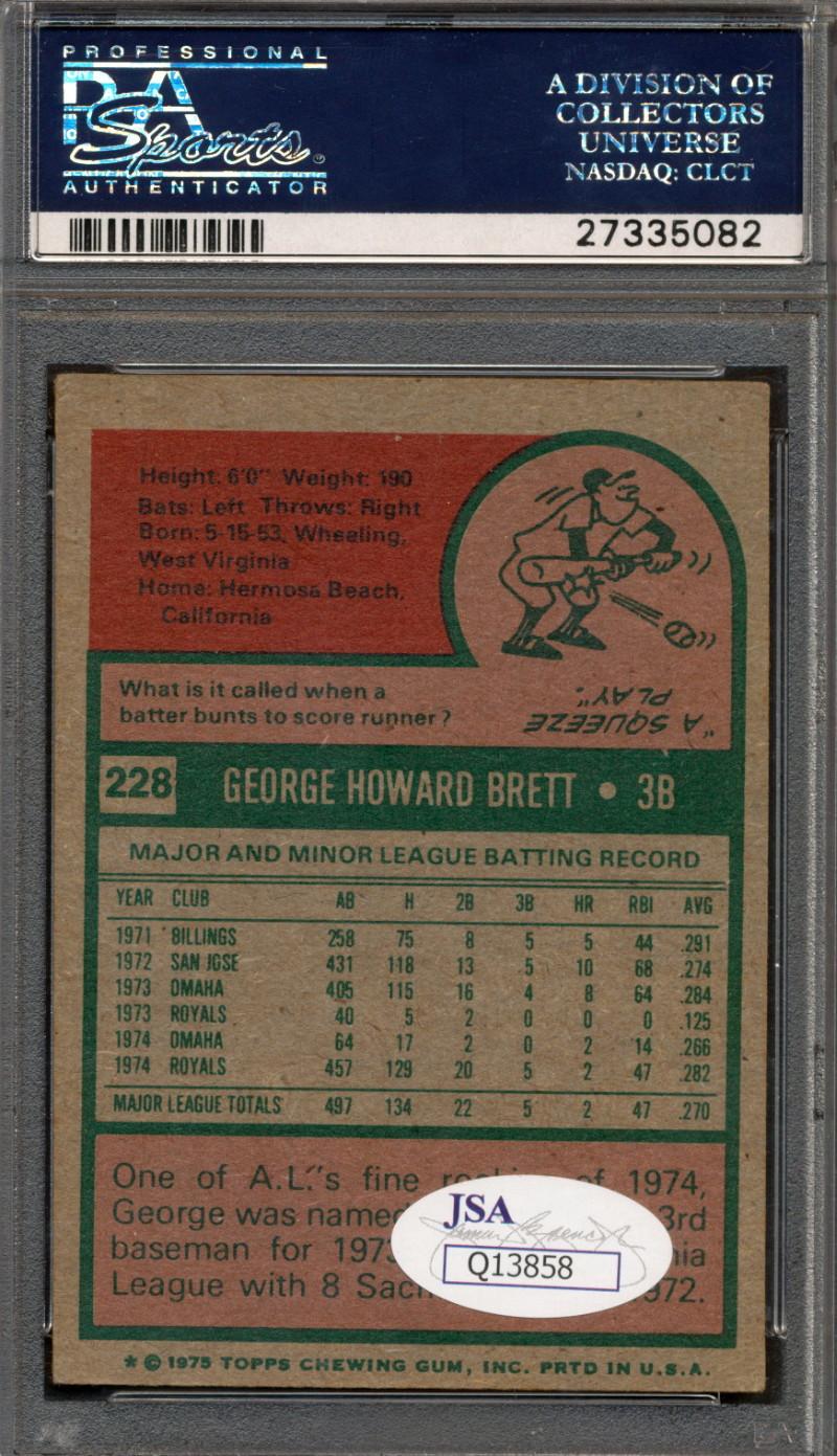 George Brett Signed 1975 Topps #228 RC (PSA | Autograph Graded PSA 10) at PristineAuction.com George Brett Signed 1975 Topps #228 RC (PSA | Autograph Graded PSA 10) at PristineAuction.com