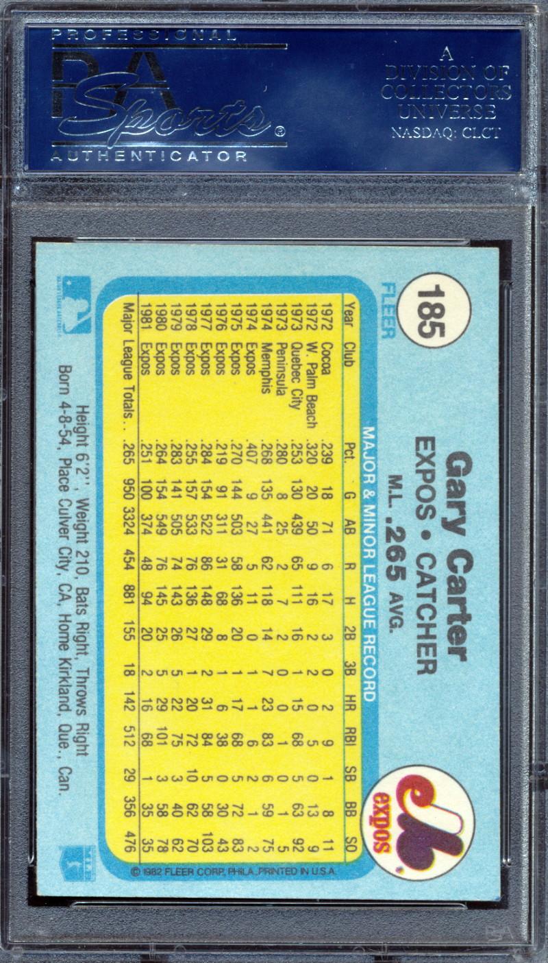 Gary Carter Signed 1982 Fleer #185 (PSA) at PristineAuction.com Gary Carter Signed 1982 Fleer #185 (PSA) at PristineAuction.com