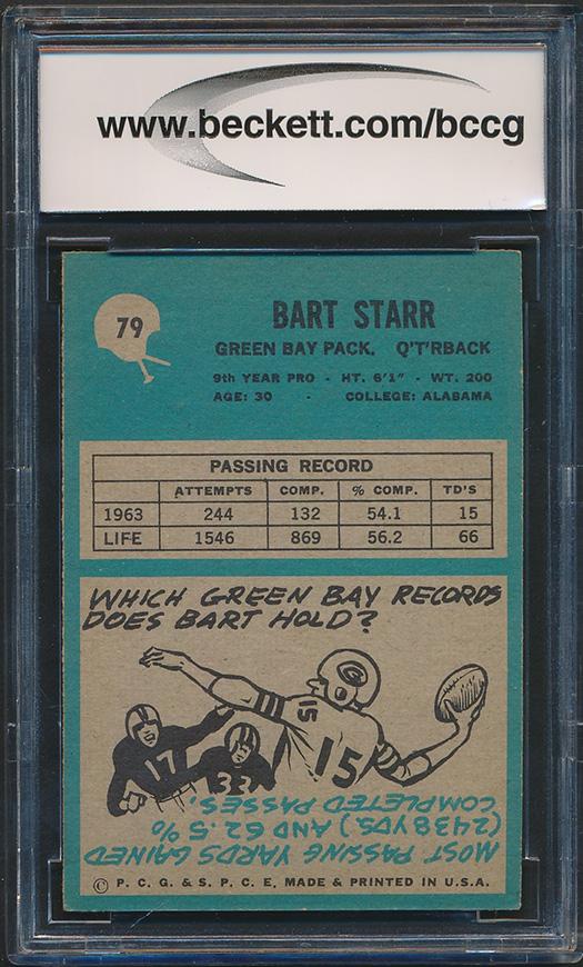 Bart Starr 1964 Philadelphia #79 (BCCG 9) at PristineAuction.com Bart Starr 1964 Philadelphia #79 (BCCG 9) at PristineAuction.com