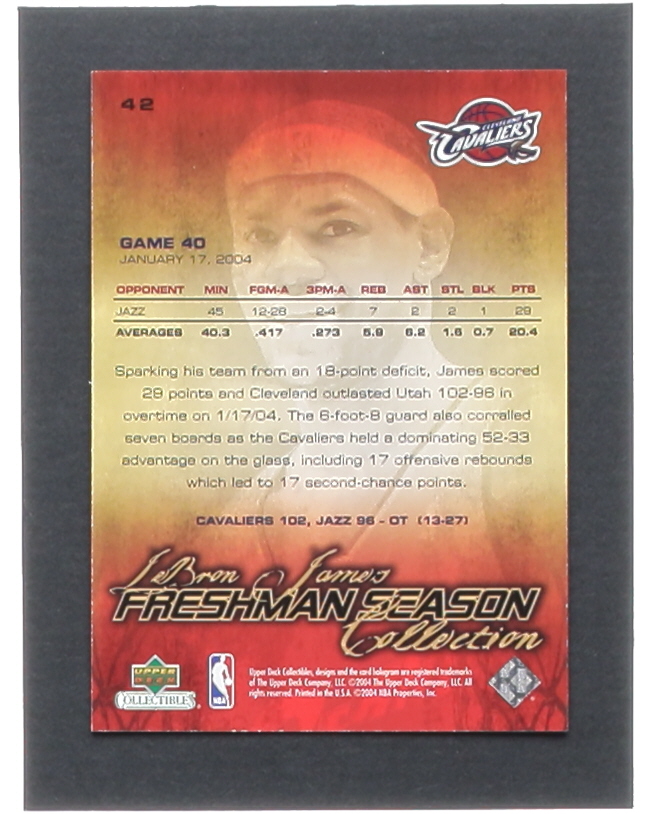 LeBron James 2004 Upper Deck LeBron James Freshman Season #42 at PristineAuction.com LeBron James 2004 Upper Deck LeBron James Freshman Season #42 at PristineAuction.com