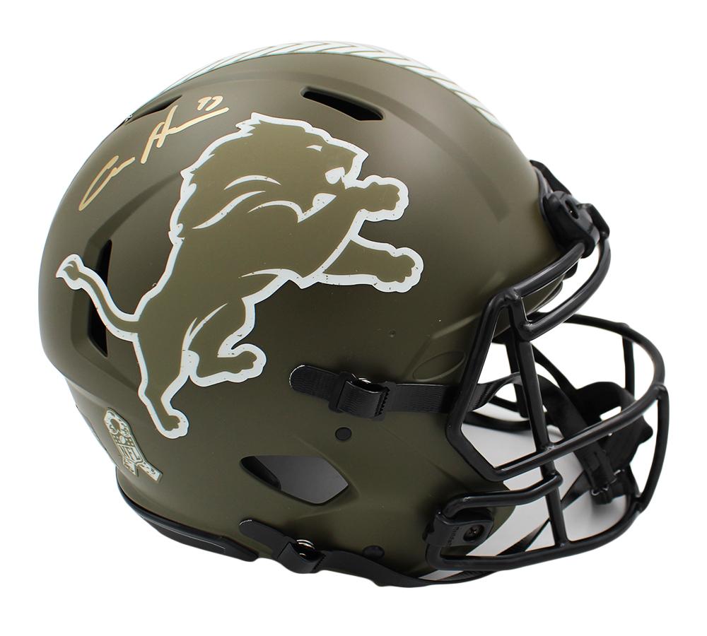 Aidan Hutchinson Signed Lions Full-Size Authentic On-Field Salute to Service Alternate Speed Helmet (Radtke) at PristineAuction.com Aidan Hutchinson Signed Lions Full-Size Authentic On-Field Salute to Service Alternate Speed Helmet (Radtke) at PristineAuction.com