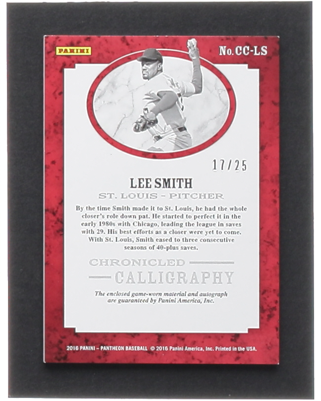 Lee Smith 2016 Panini Pantheon Chronicled Calligraphy Materials Gold #47 #17/25 at PristineAuction.com Lee Smith 2016 Panini Pantheon Chronicled Calligraphy Materials Gold #47 #17/25 at PristineAuction.com
