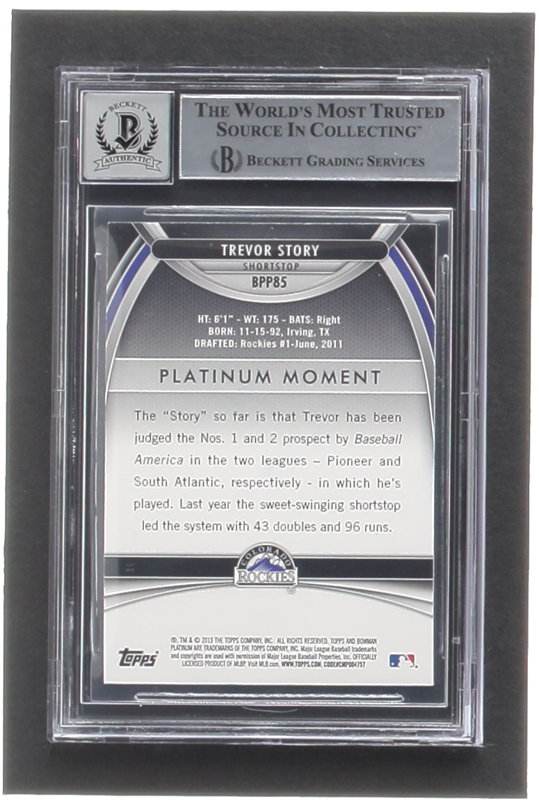 Trevor Story Signed 2013 Bowman Platinum Prospects #BPP85 RC (BGS | Auto Grade 10) at PristineAuction.com Trevor Story Signed 2013 Bowman Platinum Prospects #BPP85 RC (BGS | Auto Grade 10) at PristineAuction.com
