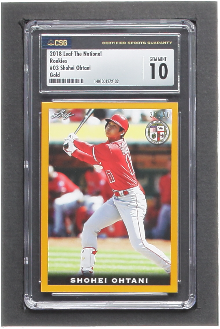 Shohei Ohtani 2018 Leaf National Convention Shohei Ohtani Gold #Rookie03 #30/50 (CSG 10) at PristineAuction.com Shohei Ohtani 2018 Leaf National Convention Shohei Ohtani Gold #Rookie03 #30/50 (CSG 10) at PristineAuction.com