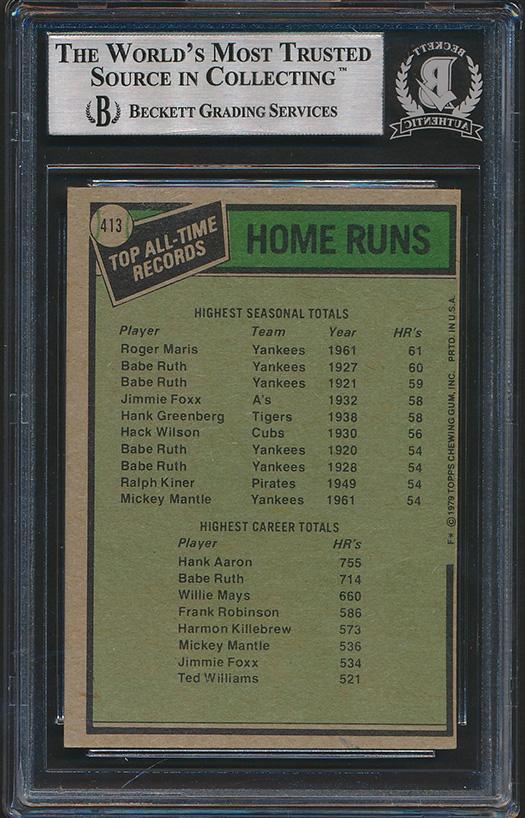 Roger Maris & Hank Aaron Signed 1979 Topps #413 (Beckett) at PristineAuction.com Roger Maris & Hank Aaron Signed 1979 Topps #413 (Beckett) at PristineAuction.com