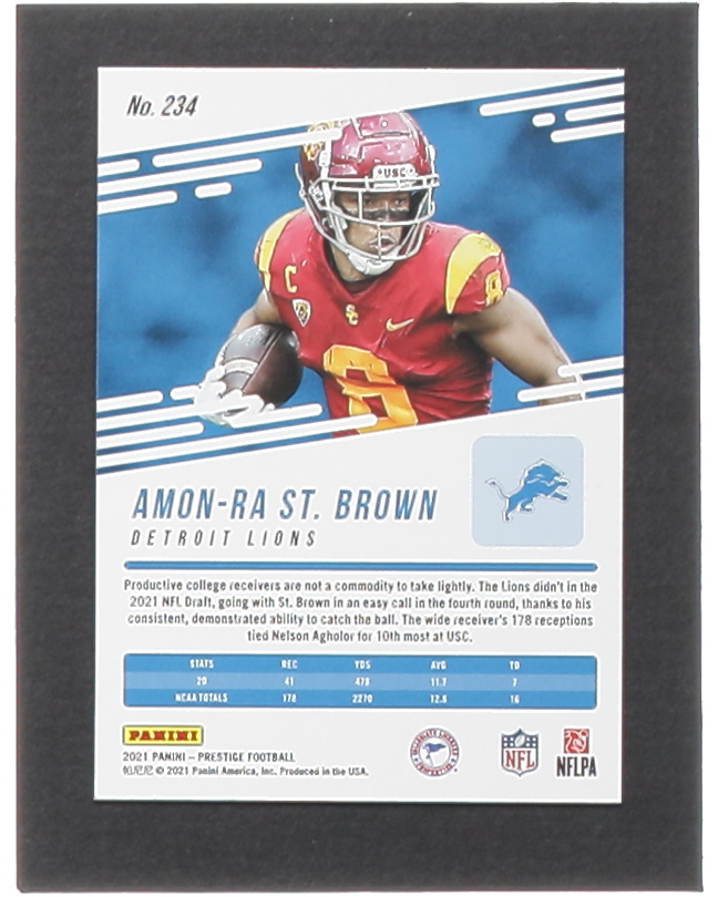 Amon-Ra St. Brown 2021 Prestige Xtra Points Sunburst #234 RC at PristineAuction.com Amon-Ra St. Brown 2021 Prestige Xtra Points Sunburst #234 RC at PristineAuction.com