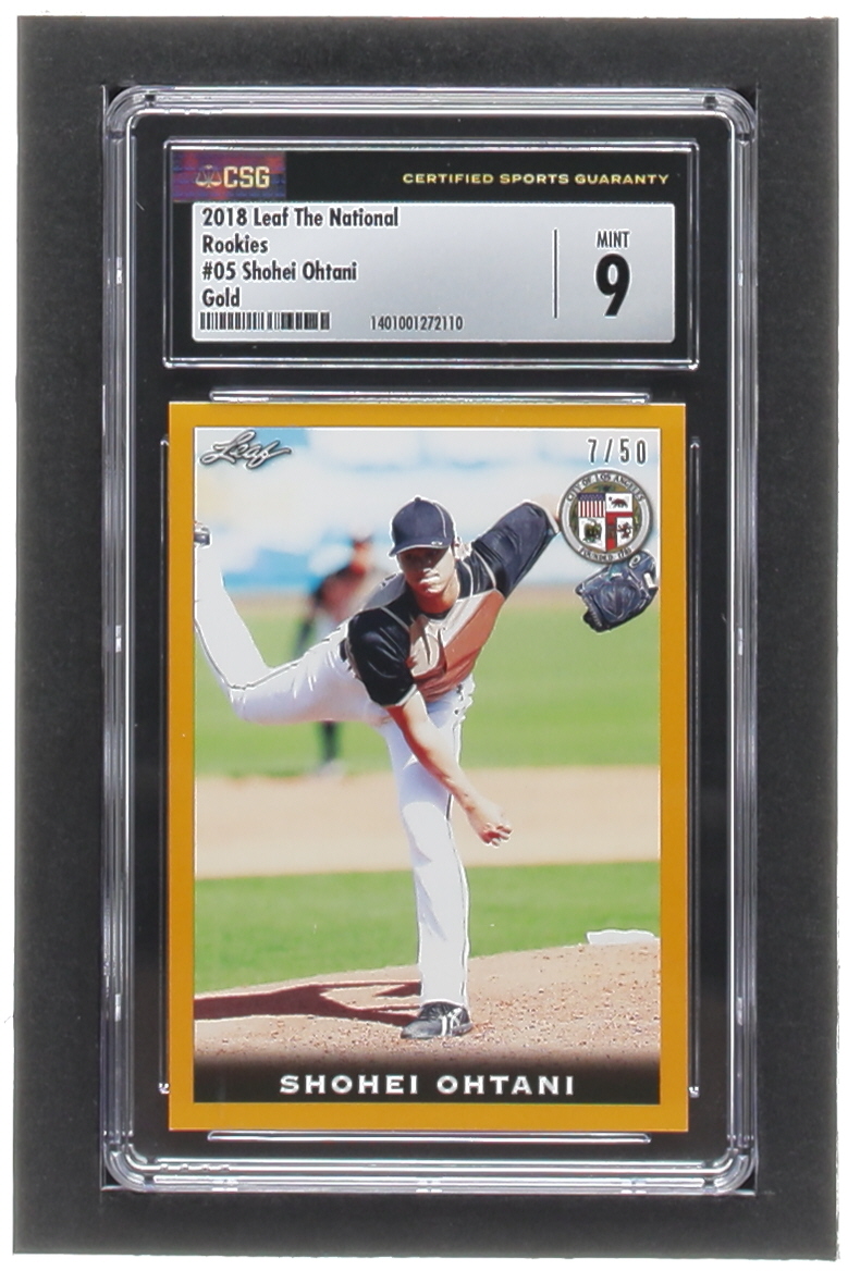 Shohei Ohtani 2018 Leaf National Convention Shohei Ohtani Gold #Rookie05 #7/50 (CSG 9) at PristineAuction.com Shohei Ohtani 2018 Leaf National Convention Shohei Ohtani Gold #Rookie05 #7/50 (CSG 9) at PristineAuction.com