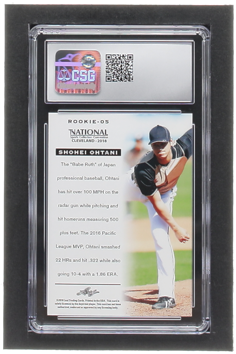 Shohei Ohtani 2018 Leaf National Convention Shohei Ohtani Gold #Rookie05 #7/50 (CSG 9) at PristineAuction.com Shohei Ohtani 2018 Leaf National Convention Shohei Ohtani Gold #Rookie05 #7/50 (CSG 9) at PristineAuction.com