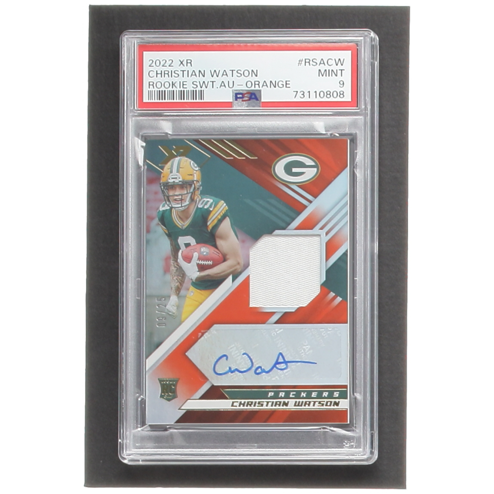 Christian Watson 2022 Panini XR Rookie Swatch Autographs Orange #19 RC ...