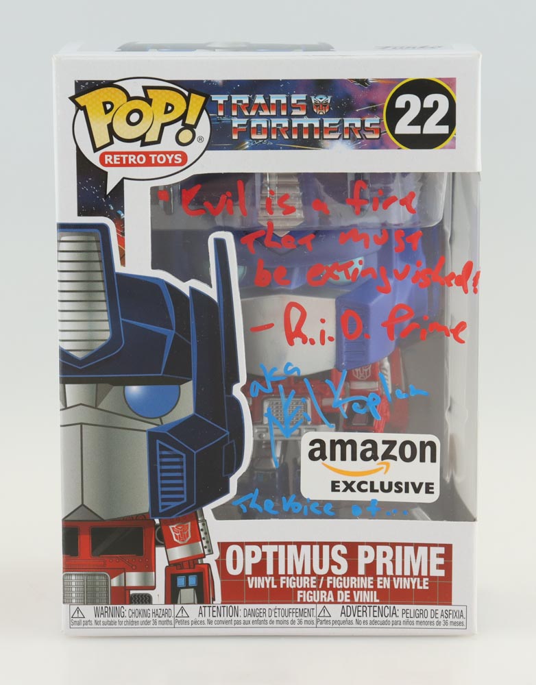 Neil Kaplan Signed "Transformers" #22 Optimus Prime Funko Pop! Vinyl Figure Inscribed "Evil is a Fire That Must Be Extinguished -R.I.O. Prime" & "The Voice of..." (JSA) at PristineAuction.com Neil Kaplan Signed "Transformers" #22 Optimus Prime Funko Pop! Vinyl Figure Inscribed "Evil is a Fire That Must Be Extinguished -R.I.O. Prime" & "The Voice of..." (JSA) at PristineAuction.com