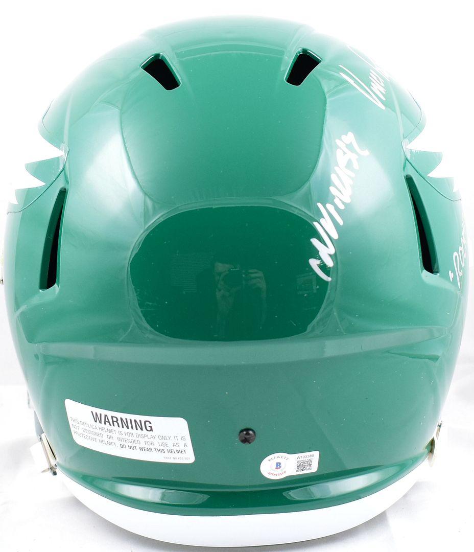 Vince Papale Signed Eagles Full-Size Throwback Speed Helmet Inscribed "Rocky" & "Invincible" (Beckett) at PristineAuction.com Vince Papale Signed Eagles Full-Size Throwback Speed Helmet Inscribed "Rocky" & "Invincible" (Beckett) at PristineAuction.com