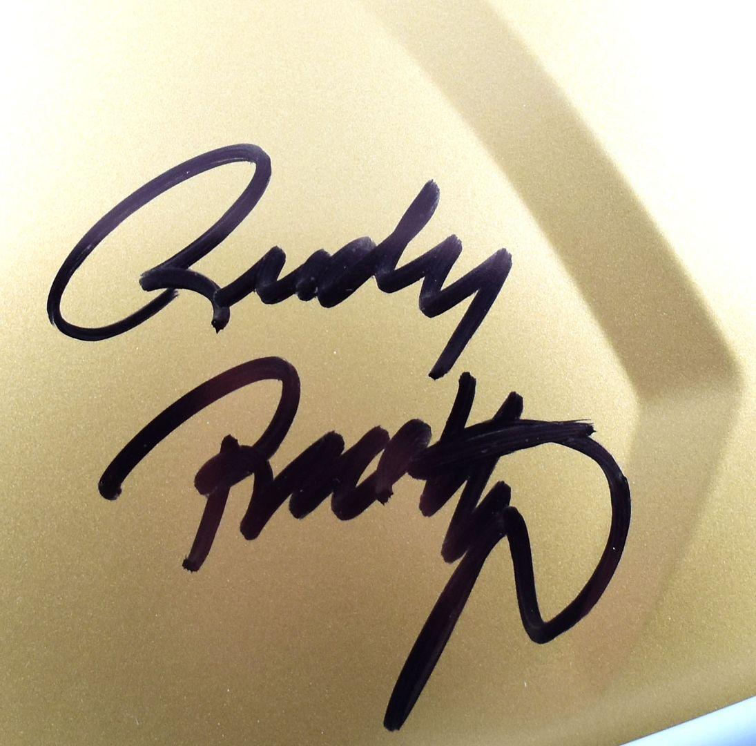 Rudy Ruettiger Signed Notre Dame Fighting Irish Full-Size Speed Helmet Inscribed "Play Like A Champion Today!" & "Never Quit!" (Beckett & Prova) at PristineAuction.com Rudy Ruettiger Signed Notre Dame Fighting Irish Full-Size Speed Helmet Inscribed "Play Like A Champion Today!" & "Never Quit!" (Beckett & Prova) at PristineAuction.com