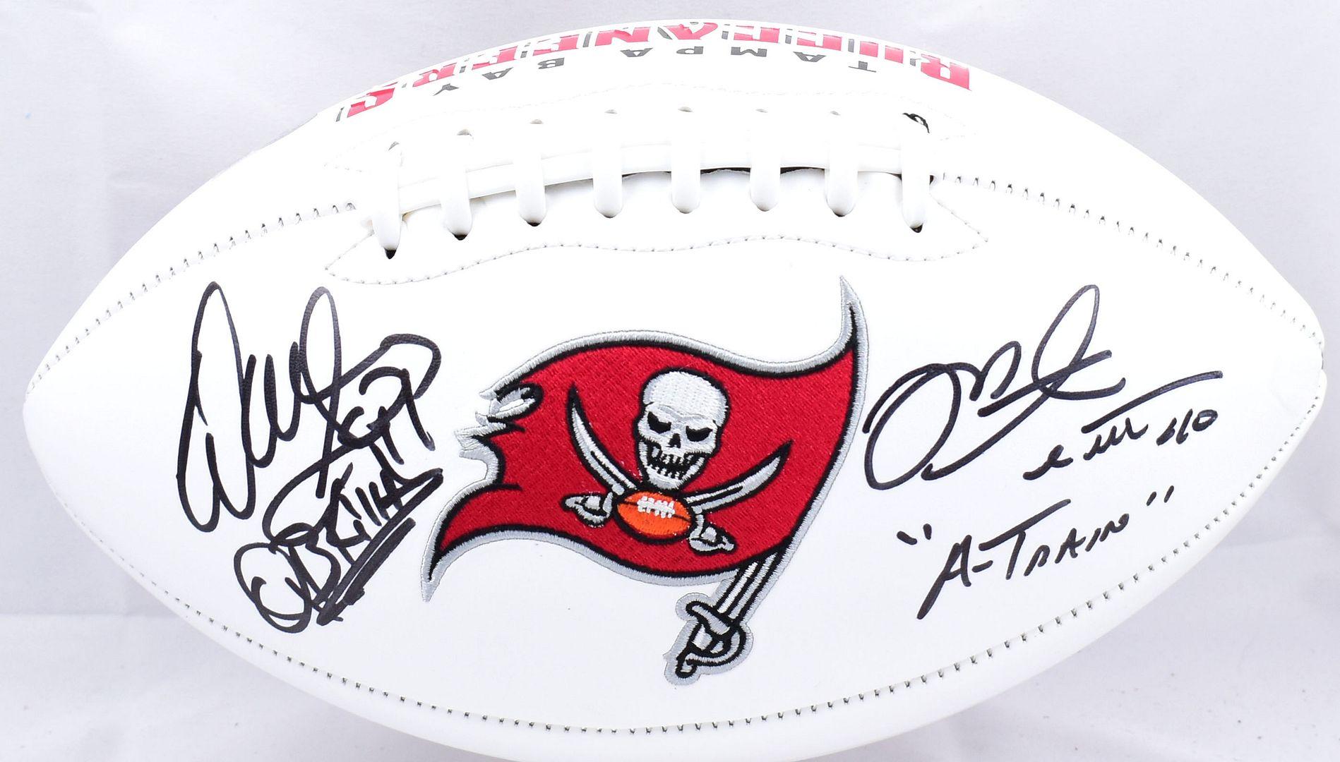 Mike Alstott & Warren Sapp Signed Buccaneers Logo Football Inscribed "A-Train" & "QB Killa" (Beckett & Prova) at PristineAuction.com Mike Alstott & Warren Sapp Signed Buccaneers Logo Football Inscribed "A-Train" & "QB Killa" (Beckett & Prova) at PristineAuction.com