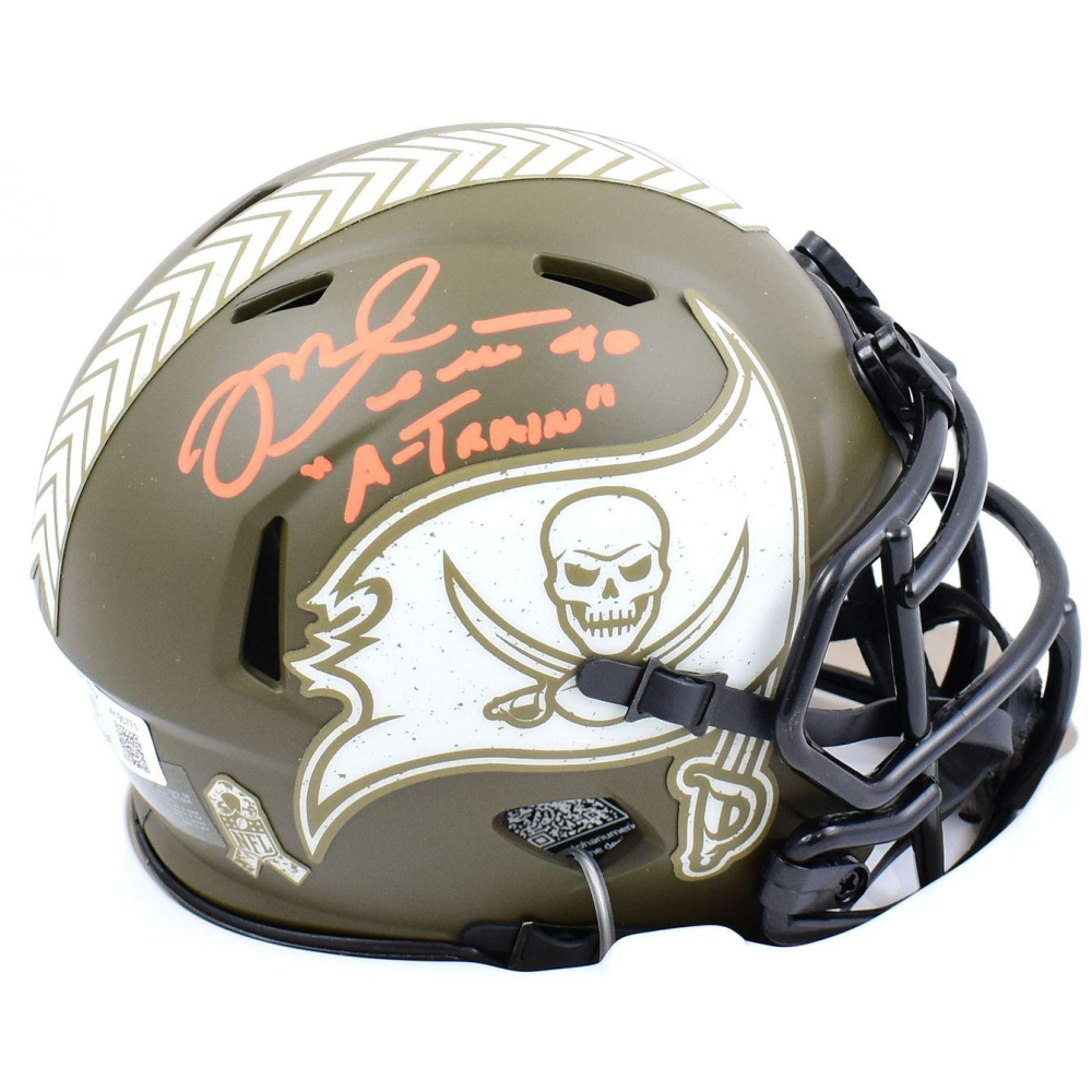 Mike Alstott Signed Buccaneers Salute to Service Speed Mini Helmet