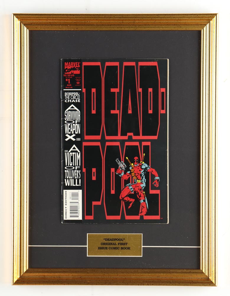 Vintage 1993 "Deadpool" Issue #1 Marvel Custom Framed First Issue Comic Book Display at PristineAuction.com Vintage 1993 "Deadpool" Issue #1 Marvel Custom Framed First Issue Comic Book Display at PristineAuction.com